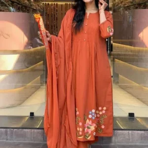 Aaghnya Floral Printed Notch Neck A-Line Kurta