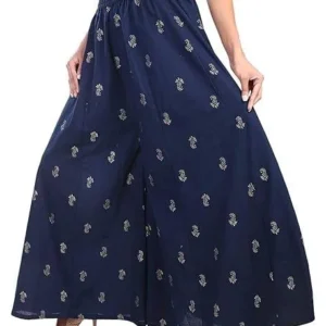 ABRAV Women's Rayon Gold Block Printed Palazzo Palazzo